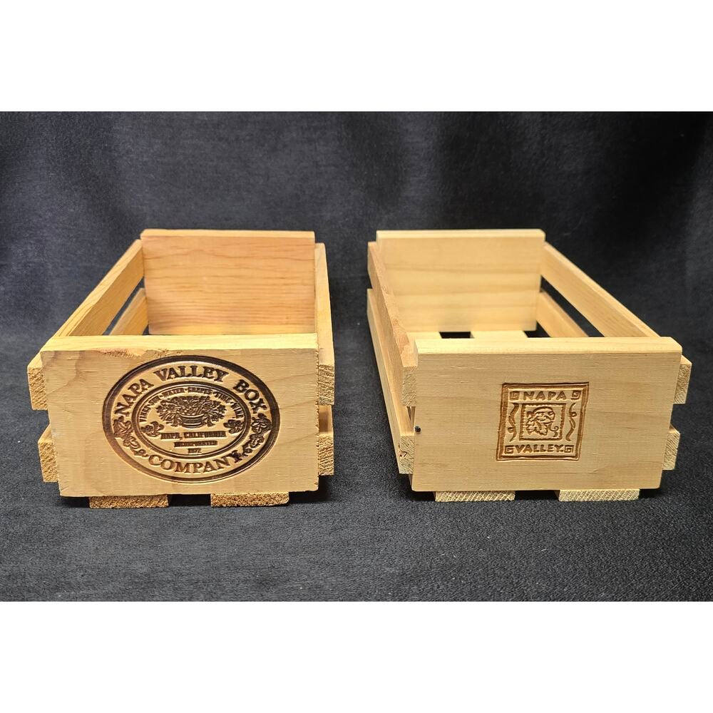 Vintage Napa Valley Cassette Wooden Storage Holds 12 Tapes - Set of 2